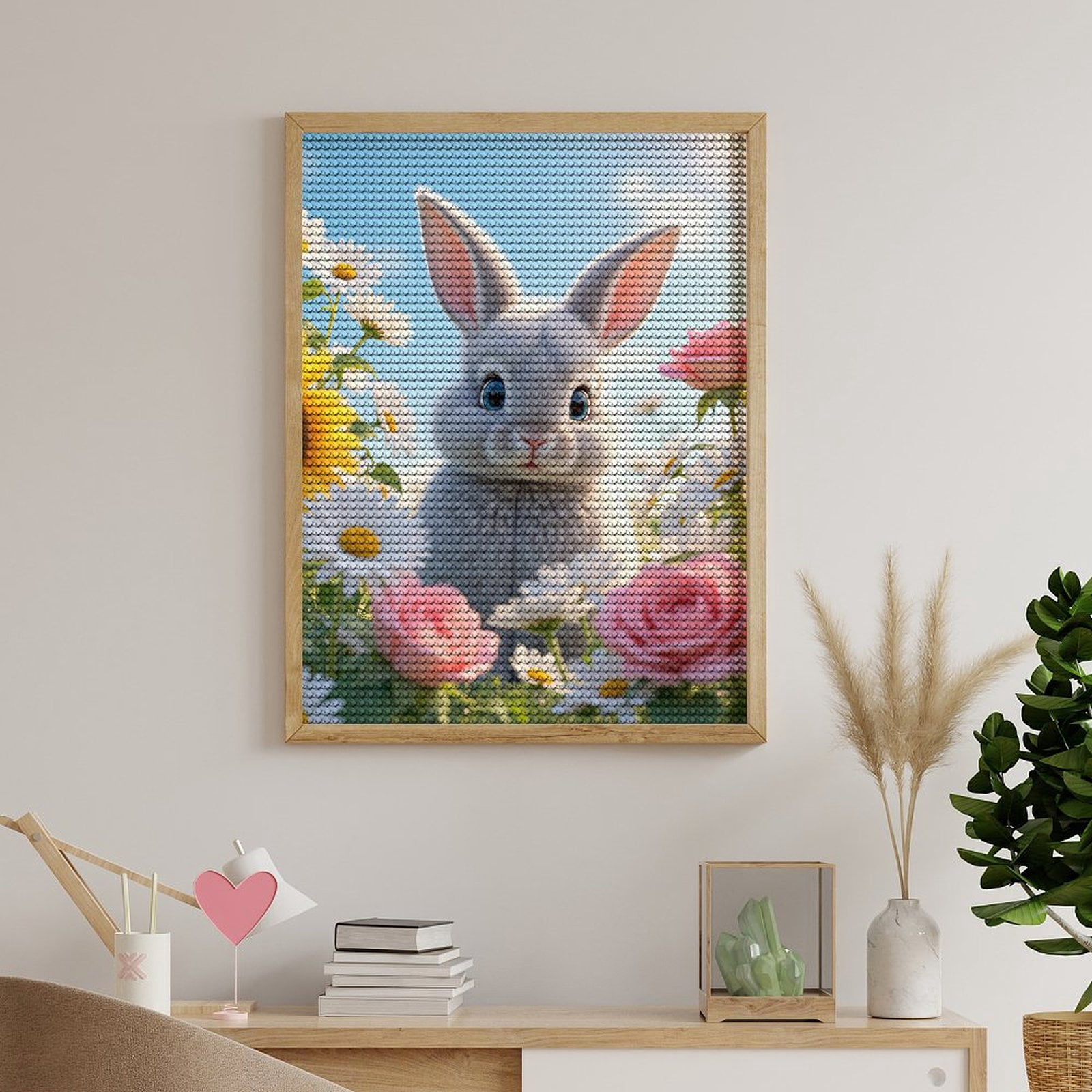 Diamond Art Kits for Adults, Rabbit In A Flower Garden 5D Diamond Painting Kits for Adults Beginners, DIY Full Drill Diamond Painting, Gem Art and Crafts 12x16