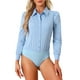 thumbnail image 1 of Camisa Leotardo INSPIRE CHIC para Mujer, Casual de Negocios, con Cuello, Botones, Manga Larga, Body Top XS Azul Claro, 1 of 6