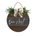 thumbnail image 1 of Eveokoki Our Nest Front Door Sign Funny Wreaths Hanging Wooden Plaque Decoration Round Rustic Wood Farmhouse Porch Decor for Home Front Door Decor, 12 x 12 Inch, 1 of 5