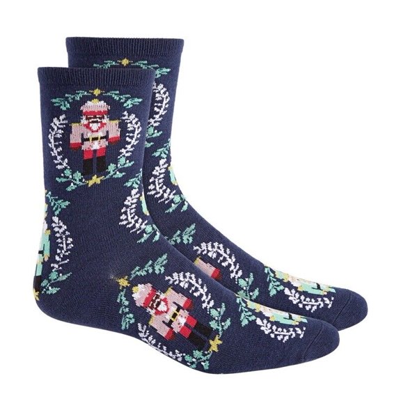 Nutcrackers Blue Socks Black Women Adult Crew Socks Holiday CHRISTMAS Gift New