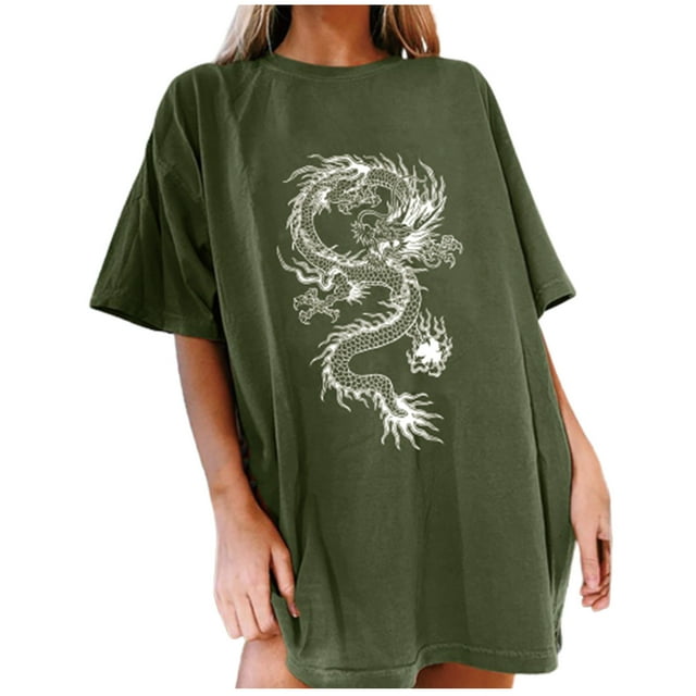 Hauts D'été Pour Femmes 2023 Femmes Mode Impression Col Rond Manches Courtes T-shirt Top Chemisier Pull
