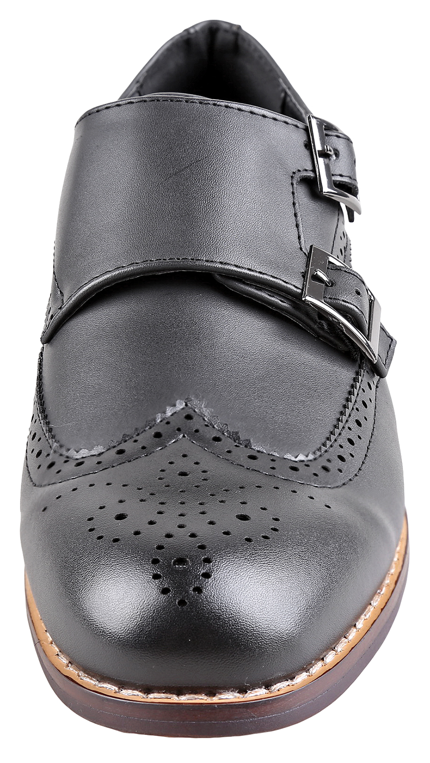Urban Fox Allen Men's Dress Shoe | Double Monk Strap | Brogue | Wingtip Shoes for Men | Black 12 M US - image 3 of 7