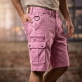 thumbnail image 5 of Jessboyy Jean Cargo Shorts for Men with Multi Pockets Button Zipper Knee Length Bermuda Cargo Summer Outdoor HIking Work Shorts Hot Pink,M, 5 of 7