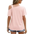 thumbnail image 4 of Camiseta con hombros descubiertos para mujer, Top informal de verano tipo holgado a la moda para uso diario, 4 of 6