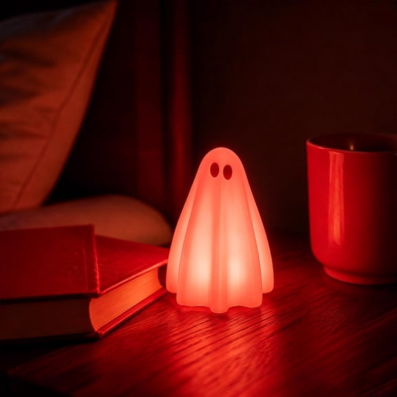 Cute White Ghost Figurine Statue,Small Plastic Tabletop Ornament for Halloween Desk,Shelf,Mantel,Fireplace,Home Party Spooky Decor