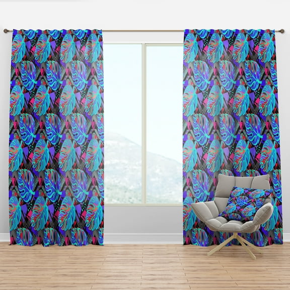 Designart 'Tropical Blue Mood II' Tropical Curtain Panel