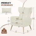 thumbnail image 6 of Daluvenix Velvet Accent Chair for Living Room, Modern Arm Chair with Pillow, Single Sofa Lounge Chair for Bedroom & Reading Room, Beige, 6 of 9