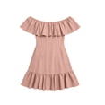 thumbnail image 6 of Smsaxvxz Women's Summer Dresses Fashion Solid Off The Shoulder Ruffle Casual Loose Mini Dress Pink 2XL, 6 of 6