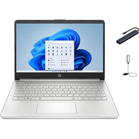 HP Stream 14 inch HD Touchscreen Laptop, AMD Athlon 3050U, 4GB DDR4, 64GB eMMC, Bluetooth, Webcam, HDMI, 1-Year Office 365, Silver, Windows 10 Home in S Mode with Mazepoly Accessories