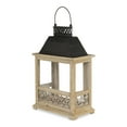thumbnail image 5 of Rectangular Wooden Lantern with Black Metal Top and Galvanized Accent, 5 of 7