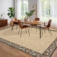 thumbnail image 3 of FairOnly 6'x9'Modern Solid Color Area Rug with Decorative Flower Frame Machine Washable Low Pile Stain Resistant Rug for Living Room Bedroom Dining Area,Brown, 3 of 6