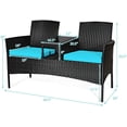 thumbnail image 6 of RELAX4LIFE Conversation Furniture Set with Table and Two Removable Cushions Rattan Wicker Chairs and Table Set for Patio,Garden, Baloney and Lawn Outdoor Porch Furniture Sets Loveseat (Black+Blue), 6 of 9