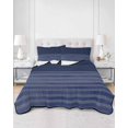 thumbnail image 2 of Quilts Twin Size Bedding Set, Navy Blue Striped Lightweight Quilted Comforter, Vintage Stripes Ombre Soft Reversible Bedspread Coverlet with Pillow Covers for All Season, 68" x 86", 2 of 7