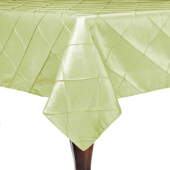 Ultimate Textile (2 Pack) Embroidered Pintuck Taffeta 54 x 96-Inch Rectangle Tablecloth Honeydew Light Green