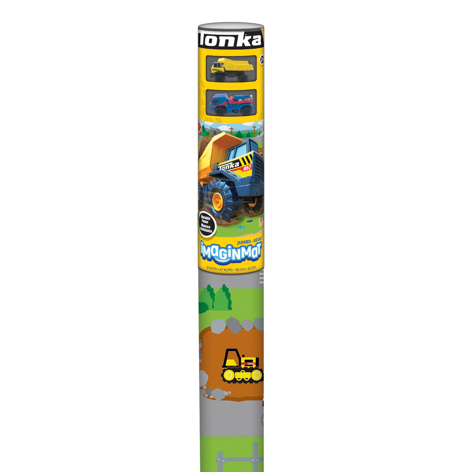 Imaginmat: Jumbo - Tonka - Floor Playmat & 2 Toy Cars, 47 x 61", 2 Character Vehicles, Durable EVA Foam Mat, Portable Design, Licensed, Kids Ages 3+