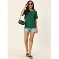 thumbnail image 3 of Unique Bargains Women's Short Sleeve T Shirts Basic Knit Tops Loose Solid Color Blouse S Green, 3 of 6