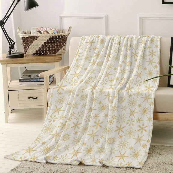 Winter Snowflake Throw Flannel Blanket 60x80In Christmas White Background Modern Super Soft Cozy Bed Blanket, Lightweight Plush Fuzzy Bed Throw for Bedroom Sofa Couch Living Room