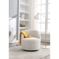 thumbnail image 3 of Jopath Swivel Accent Armchair, Barrel Chair With Black Powder Coating Metal Ring Teddy Fabric Accent Chair for Living Room Bedroom Reading Waitingroom Ivory, 3 of 9