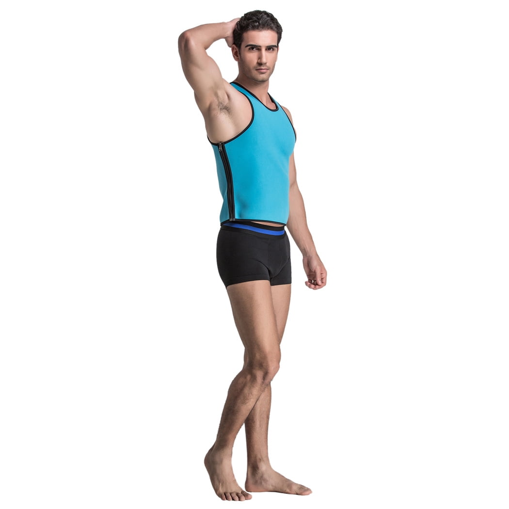 Mens Sweat Neoprene Slimming Waist Trainer Sport Tank Top Shirt