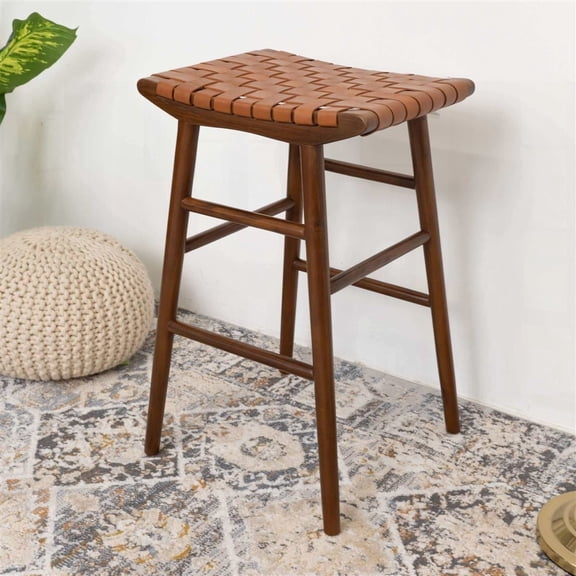 Modern Genuine Leather 30" Stool - 1-Piece with Solid Wood for Any Space