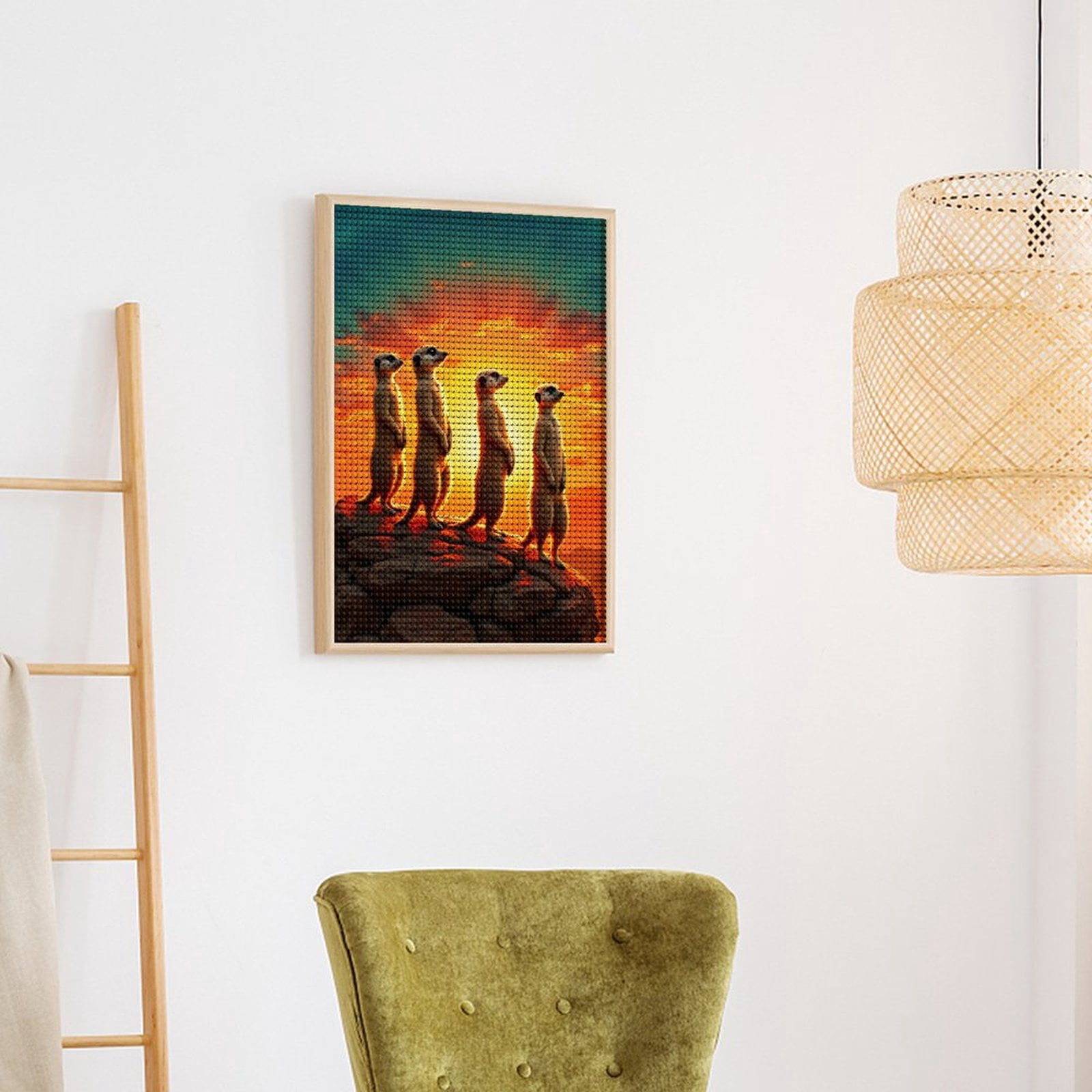 Diamond Art Kits for Adults - Meerkats Sunset Rock Formation 5d Diamond Painting for Adults, Diamond Art for Adults Beginners, Frameless Diamond Painting Kits for Adults for Home Wall Decor