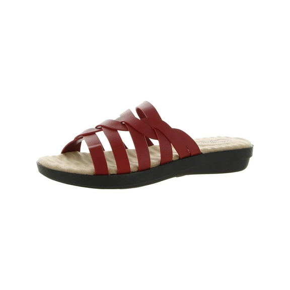 Easy Street Womens Sheri Faux Leather Slip On Wedge Sandals