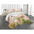 thumbnail image 3 of Ambesonne Butterfly Quilted Bedspread Set 3 Pcs, Blossoming Feminine Roses, Queen Size, Multicolor, 3 of 5