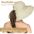 thumbnail image 3 of Sun Hats for Women Gardening Hat Wide Brim Ponytail Beach Sun Protection Breathable Cotton Summer Hat with Fold-Up Brim, 3 of 16