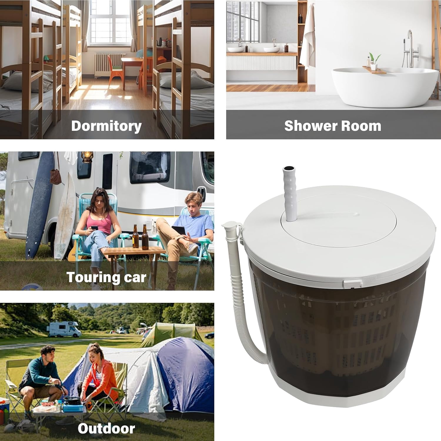 Mini Portable Washing Machine and Dryer,2 in 1 Manual Washing Machine for Clothes Spin Dryer Mini Traveling Outdoor Washing Machine Non-Electric Compact Washer Spin Dryer for RV Travel