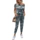 thumbnail image 1 of Mono PRETTYGARDEN con hombros descubiertos, enterizo corto camuflado verde, talla S, 1 of 4