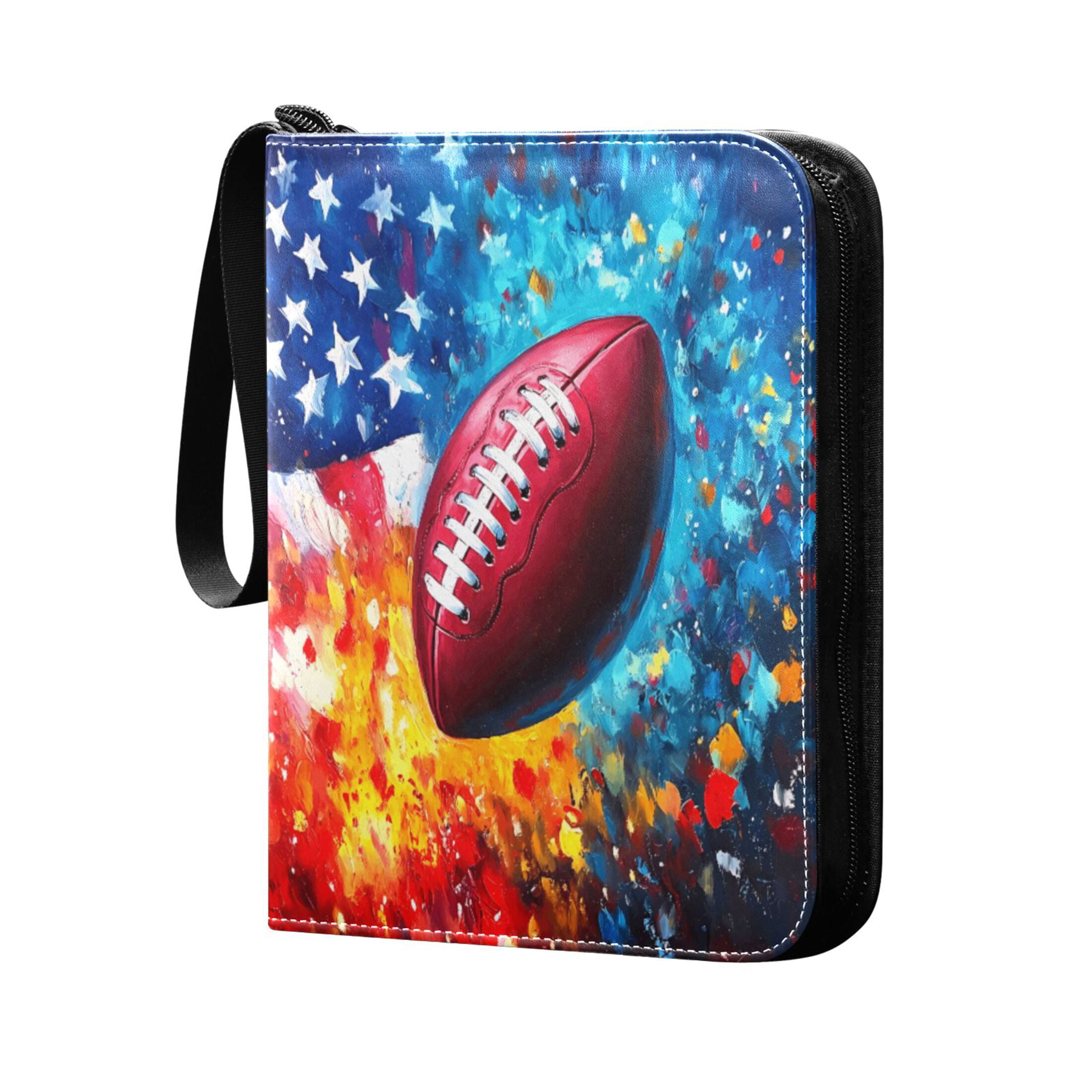 Trading Card Binder Album 400 Pockets 50 Removable 4-Pocket Pages Waterproof American Flag and Football