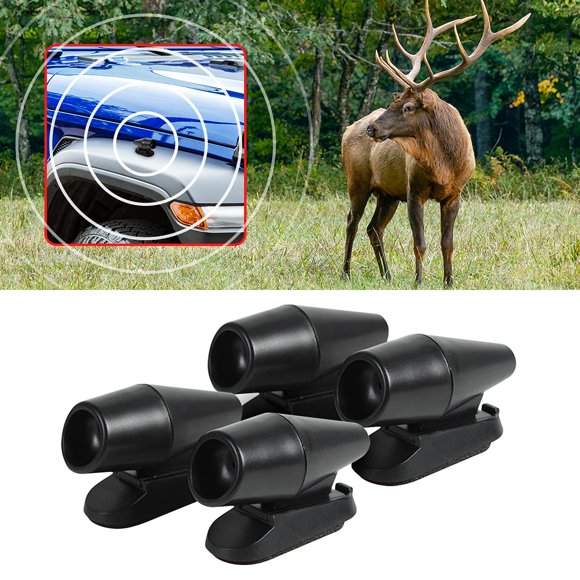Deer Warning Whistle 8sanlione para coche, paquete de 4 unidades, negro