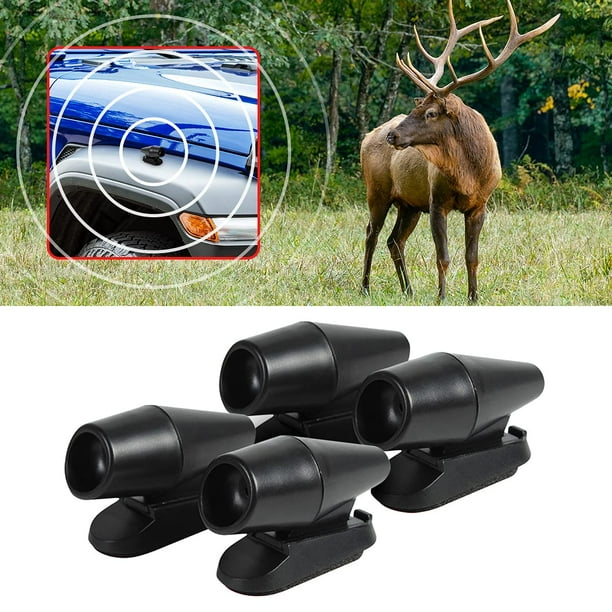 Deer Warning Whistle 8sanlione para coche, paquete de 4 unidades, negro