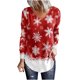 thumbnail image 1 of Camiseta de manga larga con cuello en V suelta con estampado de copos de nieve de Navidad informal para mujer Top Fridja  FKASFK3357, 1 of 4