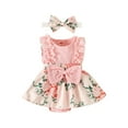 thumbnail image 6 of Douhoow Baby Girls Romper Dress, Infant Flower Print Lace Sleeveless Bowknot Jumpsuit, 6 of 7