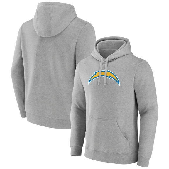 Men's Heather Gray Los Angeles Chargers Primary Team Logo Fitted Pullover Hoodie