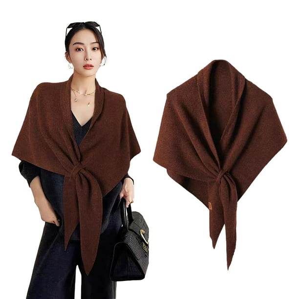 Guardurnaity Elegante jersey de lana triangular para mujer, tejido acrílico y lana, ideal para viajes, combina a la perfección con diversas Accesorios de disfraces color café