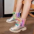 thumbnail image 5 of Cethrio Big Girls Ankle Boots, Comfortable Round Toe Non-Slip Side Zipper Lace Up Boots Silver Size 1.5 Big KIds, 5 of 8