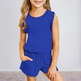 thumbnail image 2 of Toddler Girls Outfit Outfits Sleeveless Solid T Shirt Tops Ruffles Vest Shorts Set Clothing Sets,Size 8 Years-9 Years, 2 of 4