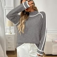thumbnail image 4 of Generic Women's Mock Turtleneck Sweaters 2025 Fall Winter Casual Long Sleeve Color Block Pullover Sweater Soft Knitted Tops, 4 of 4