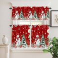 thumbnail image 3 of Kitchen Window Curtains Valance and Tier Set, Christmas Snowman Tree Red Rod Pocket Tier Curtain Valance Set, Winter Snowflake Marine Creature Light Filtering Cafe Curtains for Bedroom Living Room, 3 of 9