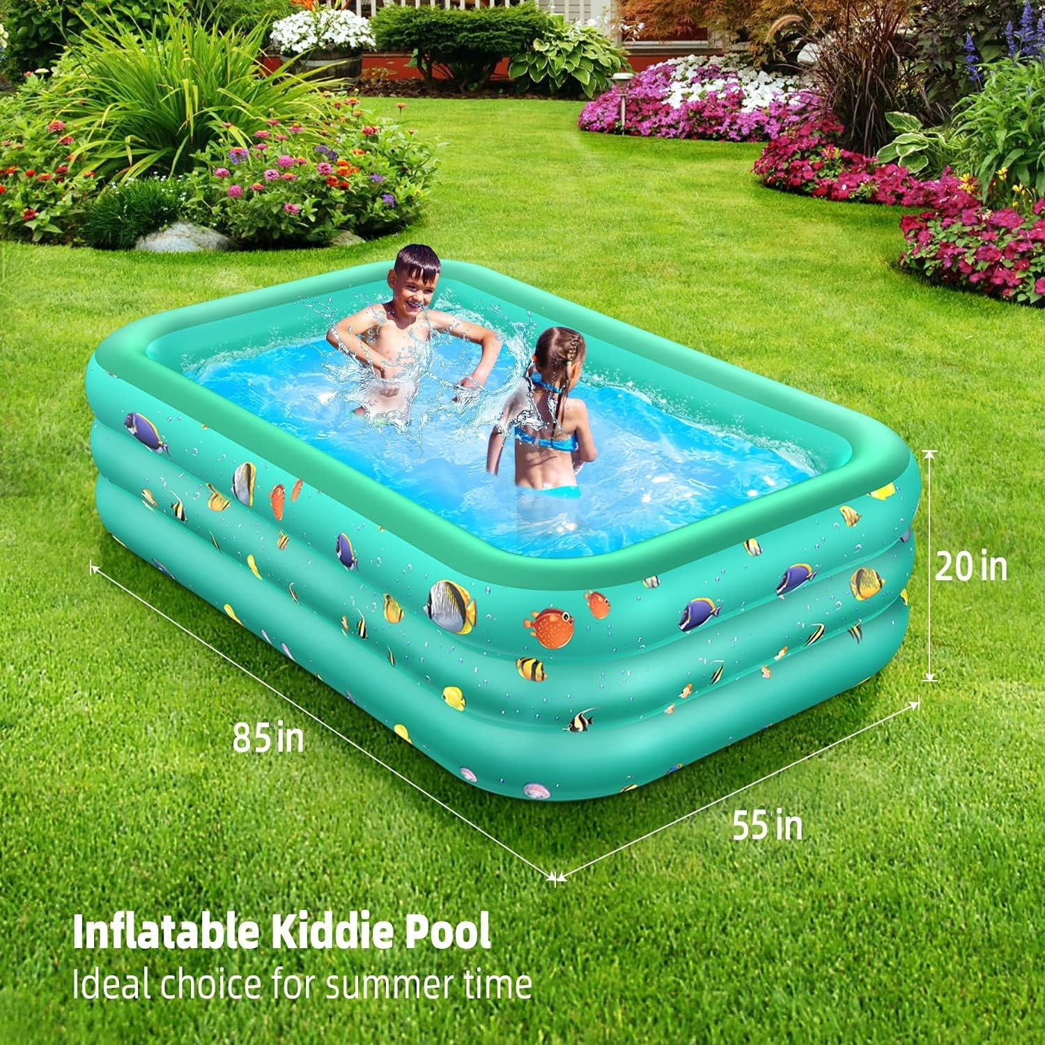 Inflatable Pool, 6.9 x 5 x 1.8 ft Family Swimming Pools for Kids, Toddlers, Infant, Adult, Rectangular, Thickened