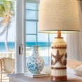 thumbnail image 5 of Oneach Retro Coastal Table Lamp for Living Room Bedroom 24" Farmhouse Nightstands Bedside Lamps with Starfish Conch Pattern, 5 of 9