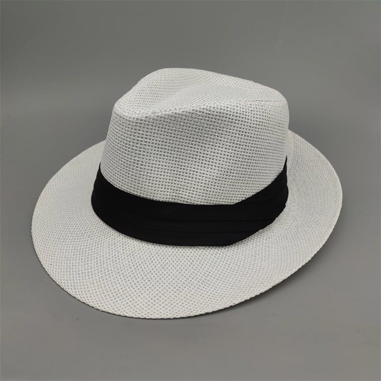 Womens Mens Wide Brim Straw Panama Hat Fedora Summer Beach 