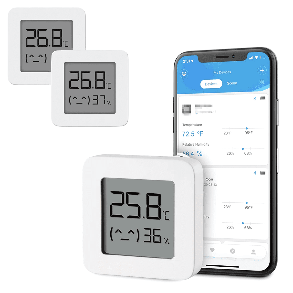 Temperature Humidity Monitor 3-Pack, Indoor Room Thermometer Hygrometer