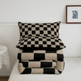 thumbnail image 5 of Erosebridal Geometric Plaid Comforter Set Queen Beige Black Brown Checkerboard Quilt Set Checkered Grid Bedding Set Men,Modern Aesthetic Duvet Set Room Decor 3 Pcs, 5 of 7