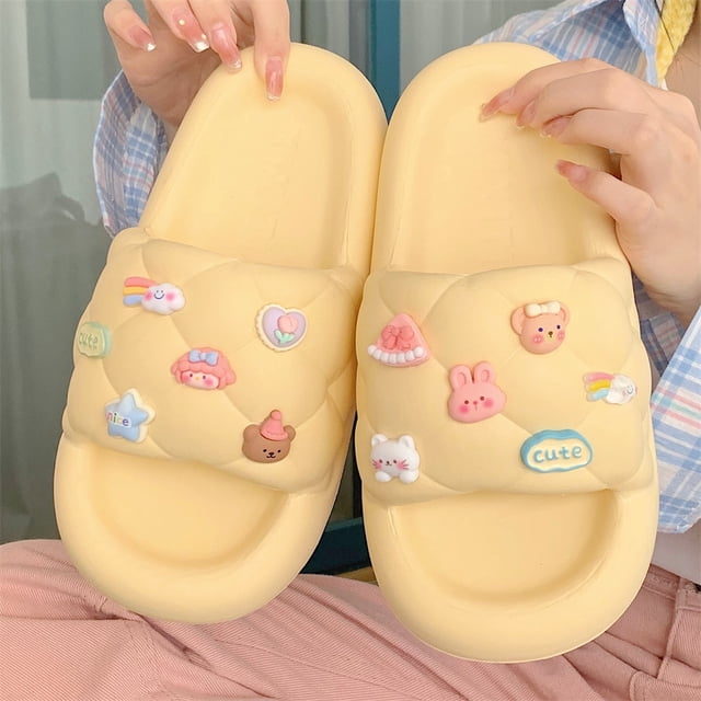 Bonitas zapatillas de suela gruesa con dibujos animados para hombre y mujer, de EVA, antideslizantes, suaves y con suela gruesa, para verano