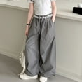 thumbnail image 4 of Lenpel Girls' Wide Leg Pants Lightweight Elastic High Waisted Drawstring Palazzo Pants Baggy Streetwear Casual Trousers, 4 of 5