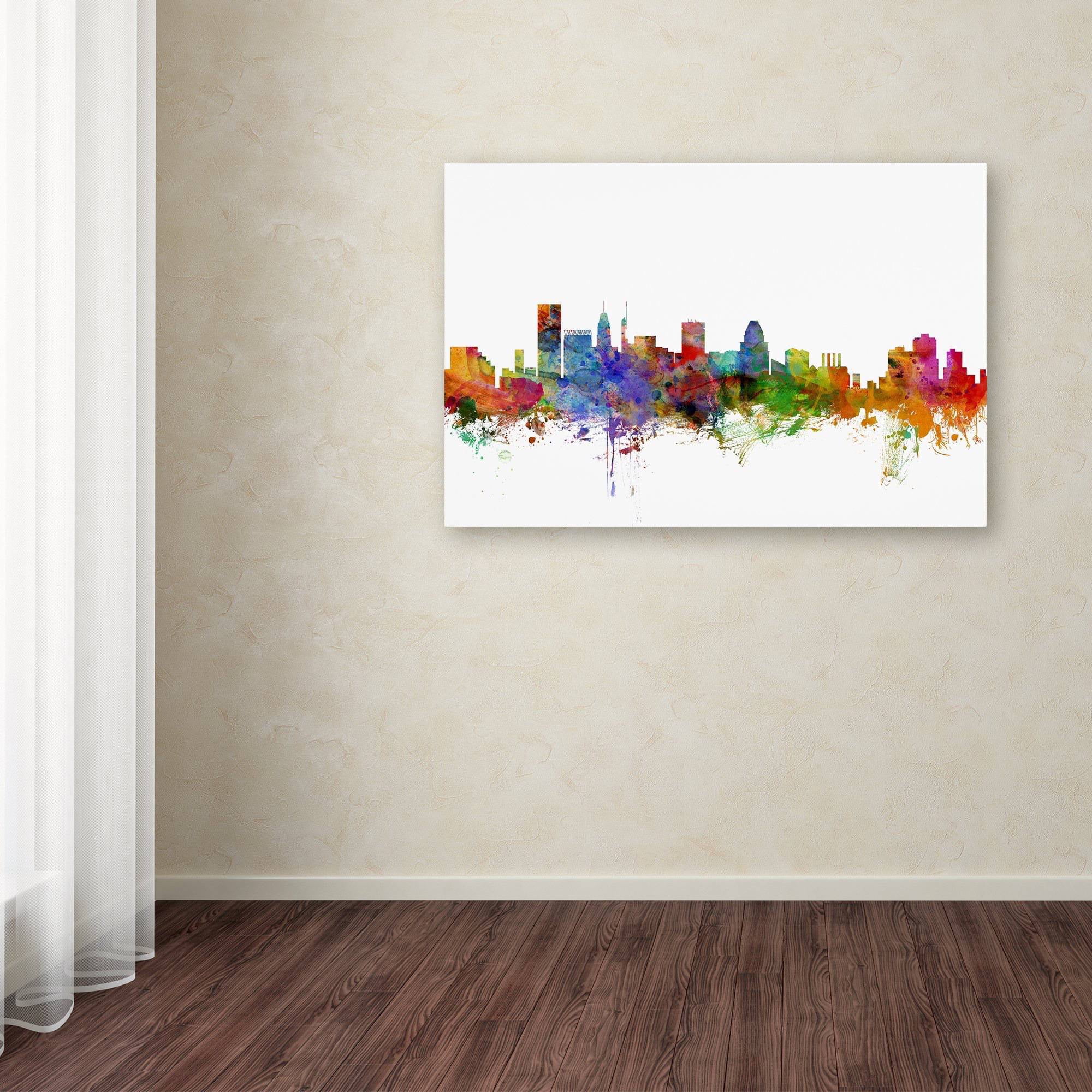 Trademark Fine Art "Baltimore Maryland Skyline" Canvas Art by Michael Tompsett