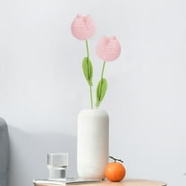 up to 60% Off Latrodar Tulip Crochet Flowers Handmade 2pc Knitted Bouquet Fake Artificial Flowers Bouquet UV Resistant ration Birthday Gift Pink 16x2 Inch